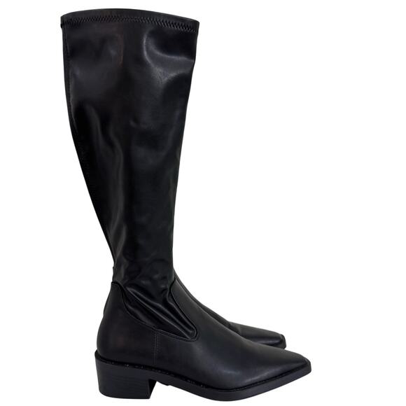 Zara Black Knee High Snip Toe Boots Size 38 / 7.5 - Picture 3 of 8